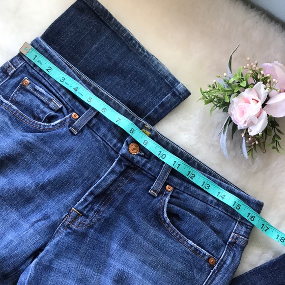 7FAM MEDIUM WASH A POCKET WHITE STICH JEANS SZ 29 - Picture 13 of 16